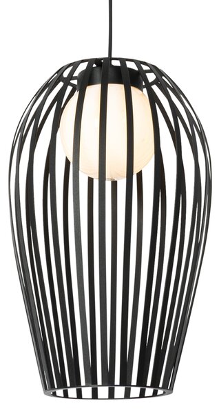 Lampada a sospensione di design nera con opale - Angela