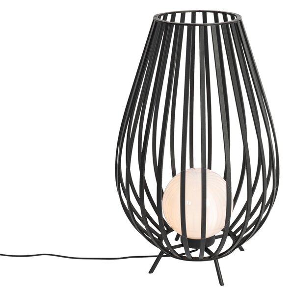 Lampada da terra di design nera con opale 70 cm - Angela