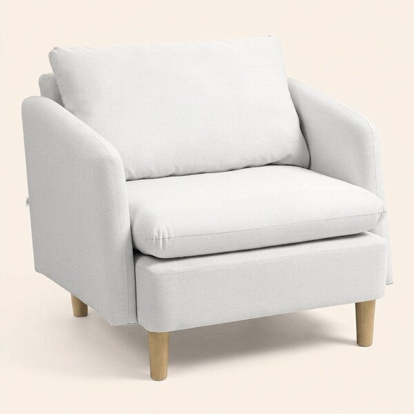 DecHome Poltrona Moderna in Tessuto Dimensioni 90x86x91 colore Crema