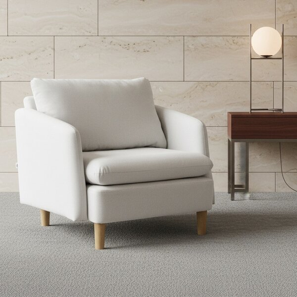 DecHome Poltrona Moderna in Tessuto Dimensioni 90x86x91 colore Crema