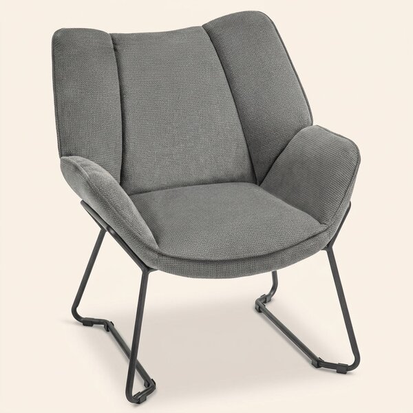 DecHome Poltrona Moderna in Tessuto effetto Lino Dimensioni 71,5x67x79 colore Grigio