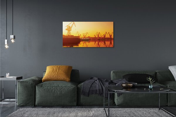 Quadro su tela Alba da cantiere navale di Durreńsk 100x50 cm