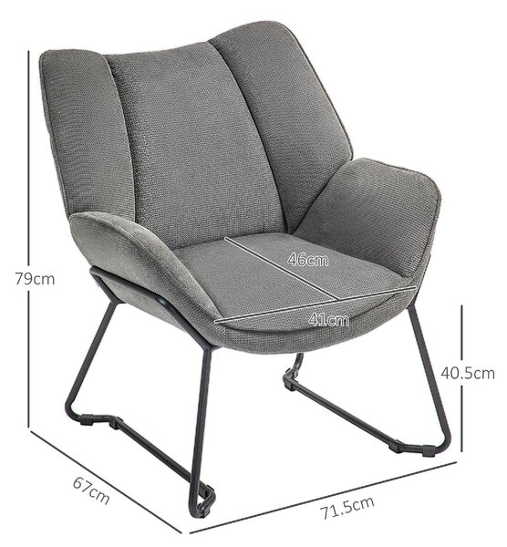 DecHome Poltrona Moderna in Tessuto effetto Lino Dimensioni 71,5x67x79 colore Grigio