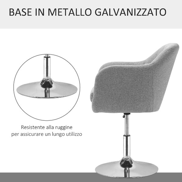 DecHome Poltrona Moderna in Tessuto effetto Lino Dimensioni 60x60x79-91 cm Altezza Regolabile colore Grigio