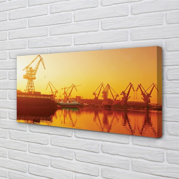 Quadro su tela Alba da cantiere navale di Durreńsk 100x50 cm