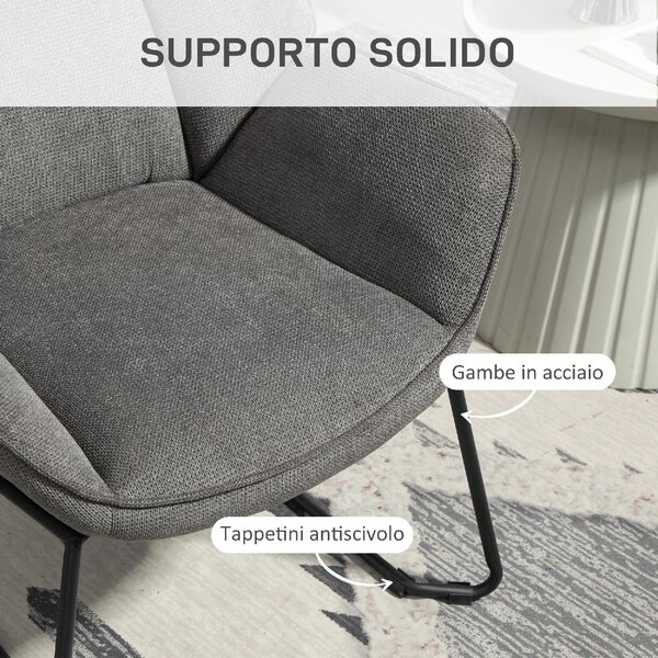 DecHome Poltrona Moderna in Tessuto effetto Lino Dimensioni 71,5x67x79 colore Grigio
