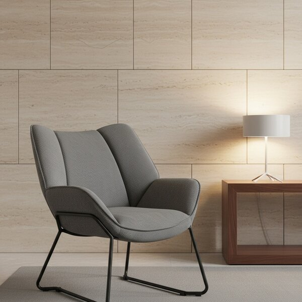 DecHome Poltrona Moderna in Tessuto effetto Lino Dimensioni 71,5x67x79 colore Grigio