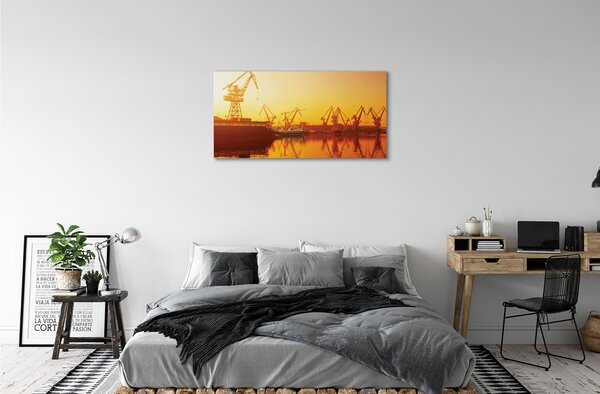Quadro su tela Alba da cantiere navale di Durreńsk 100x50 cm