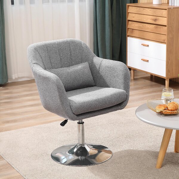 DecHome Poltrona Moderna in Tessuto effetto Lino Dimensioni 60x60x79-91 cm Altezza Regolabile colore Grigio