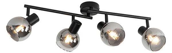 Plafoniera intelligente nera con vetro fumé incl. 4 WiFi P45 - VIDRO