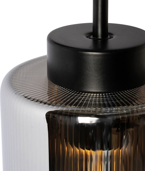 Lampada da parete smart nera con vetro fumé incl. WiFi ST64 - Laura