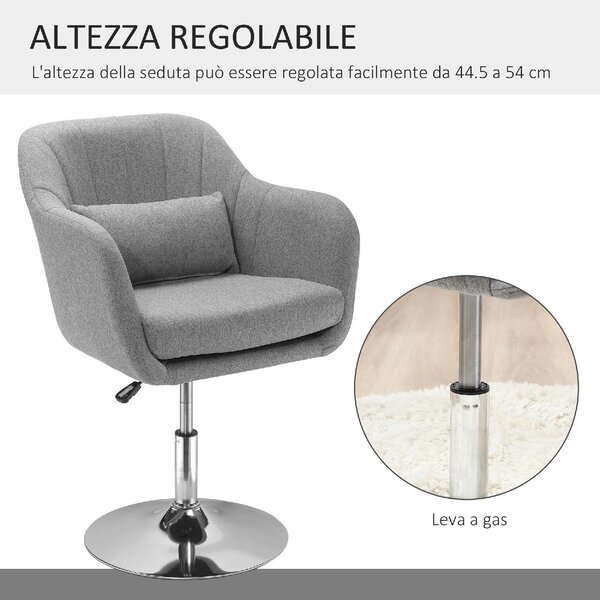 DecHome Poltrona Moderna in Tessuto effetto Lino Dimensioni 60x60x79-91 cm Altezza Regolabile colore Grigio