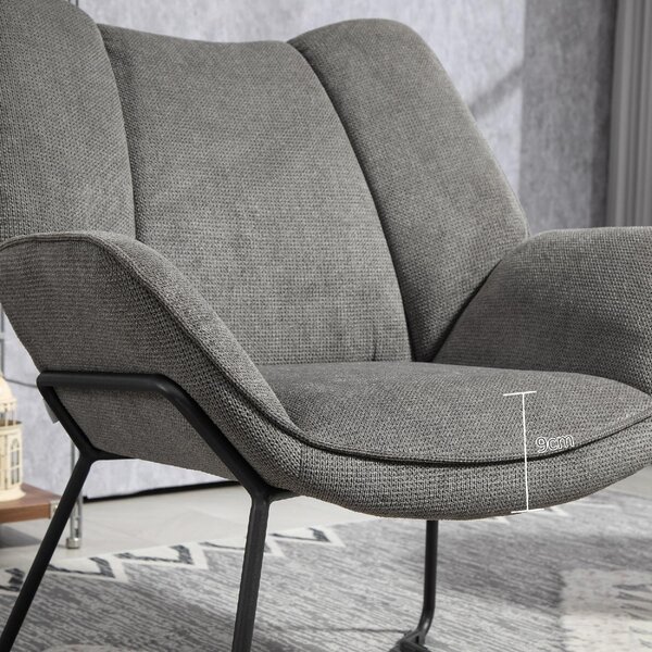 DecHome Poltrona Moderna in Tessuto effetto Lino Dimensioni 71,5x67x79 colore Grigio