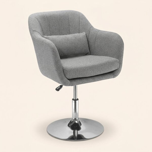 DecHome Poltrona Moderna in Tessuto effetto Lino Dimensioni 60x60x79-91 cm Altezza Regolabile colore Grigio