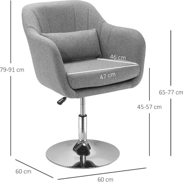 DecHome Poltrona Moderna in Tessuto effetto Lino Dimensioni 60x60x79-91 cm Altezza Regolabile colore Grigio