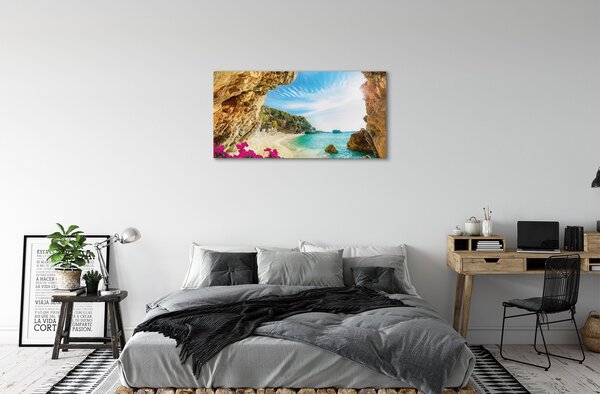 Quadro stampa su tela Fiori delle scogliere della Grecia Coast 100x50 cm