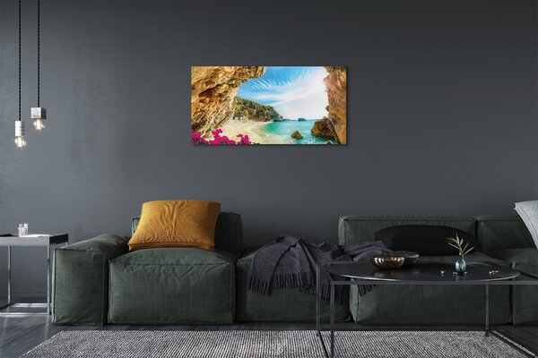 Quadro stampa su tela Fiori delle scogliere della Grecia Coast 100x50 cm