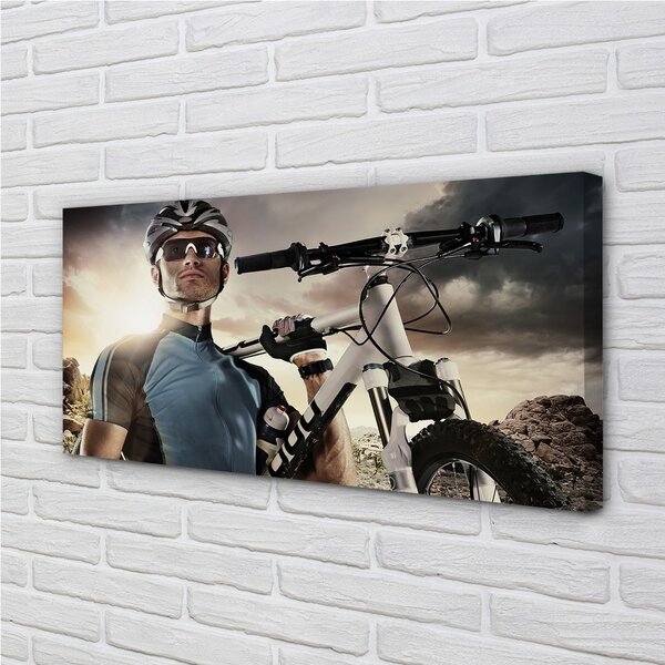 Stampa quadro su tela Bike di nuvole cicliste 100x50 cm