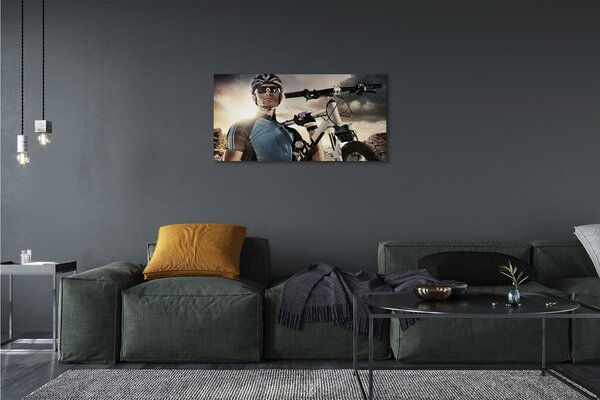 Stampa quadro su tela Bike di nuvole cicliste 100x50 cm