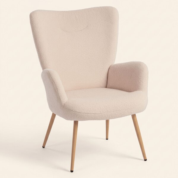 DecHome Poltrona Moderna in Tessuto effetto Teddy Dimensioni 71x74x97,5 colore Beige