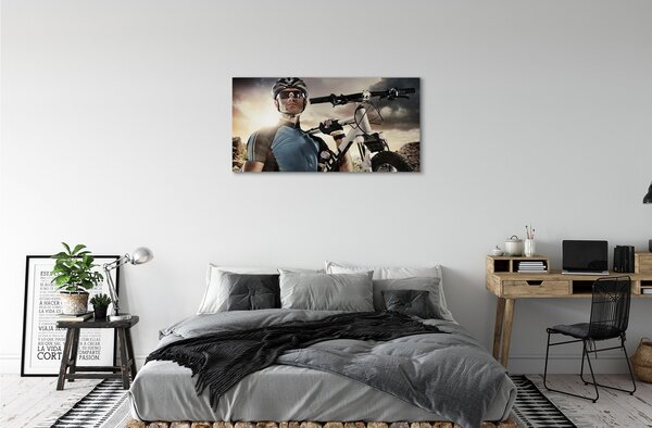 Stampa quadro su tela Bike di nuvole cicliste 100x50 cm