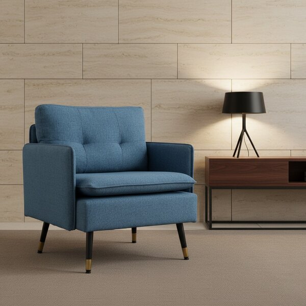 DecHome Poltrona Moderna in Tessuto effetto Lino Dimensioni 76x68x80 colore Blu