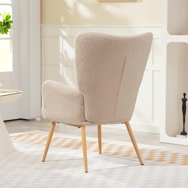 DecHome Poltrona Moderna in Tessuto effetto Teddy Dimensioni 71x74x97,5 colore Beige