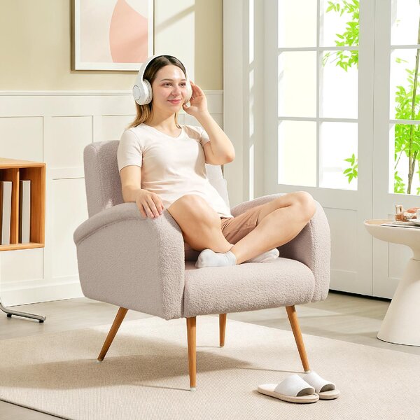 DecHome Poltrona Moderna in Tessuto effetto Teddy Dimensioni 77x77x83 colore Beige - Teddy