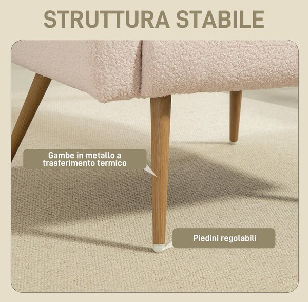 DecHome Poltrona Moderna in Tessuto effetto Teddy Dimensioni 77x77x83 colore Beige - Teddy