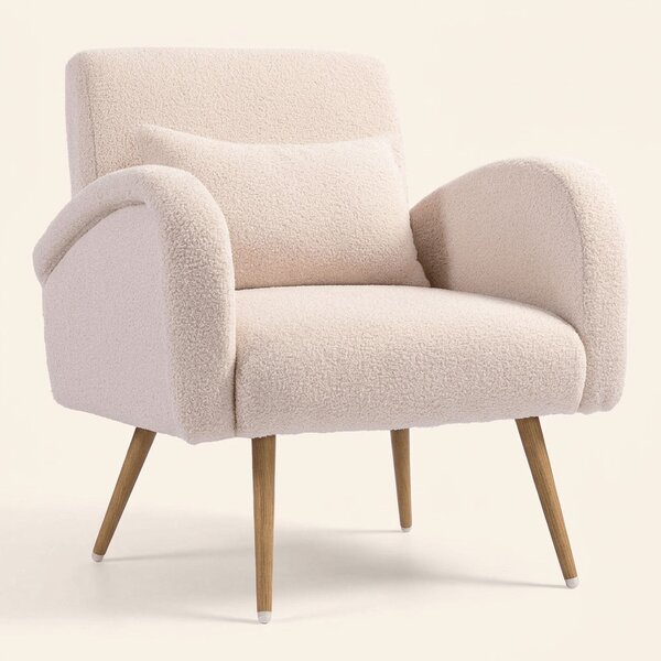 DecHome Poltrona Moderna in Tessuto effetto Teddy Dimensioni 77x77x83 colore Beige - Teddy