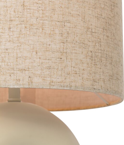 Lampada da tavolo di design beige con paralume in lino beige - Lotti