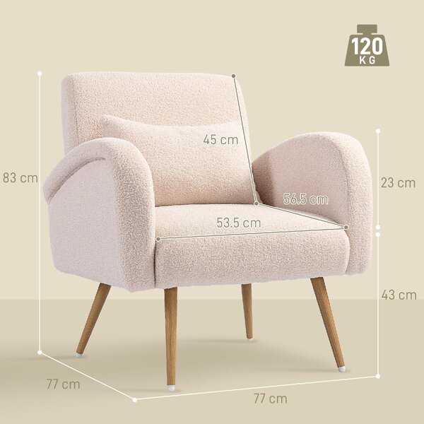 DecHome Poltrona Moderna in Tessuto effetto Teddy Dimensioni 77x77x83 colore Beige - Teddy