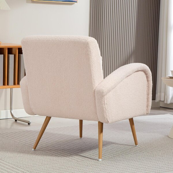 DecHome Poltrona Moderna in Tessuto effetto Teddy Dimensioni 77x77x83 colore Beige - Teddy