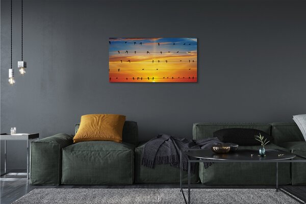 Quadro su tela Uccelli sul tramonto delle corde 100x50 cm