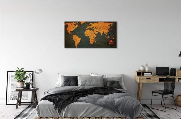 Quadro su tela Mappa dorata 100x50 cm