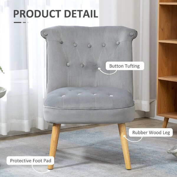 DecHome Poltrona Moderna in Velluto Dimensioni 60x66x79 colore Grigio