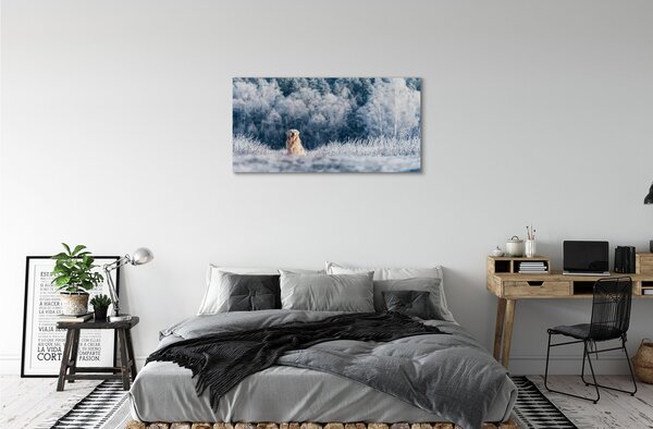 Quadro su tela Dog Mountain Winter 100x50 cm