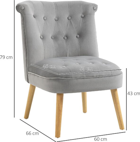DecHome Poltrona Moderna in Velluto Dimensioni 60x66x79 colore Grigio