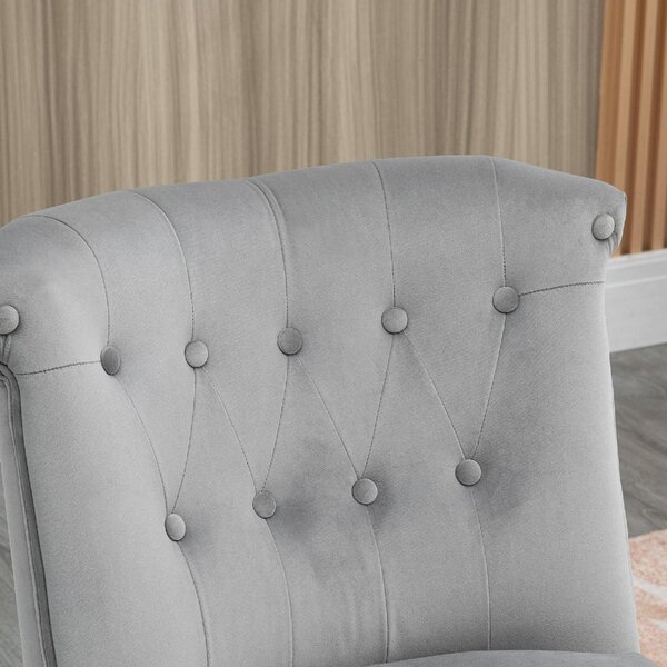 DecHome Poltrona Moderna in Velluto Dimensioni 60x66x79 colore Grigio