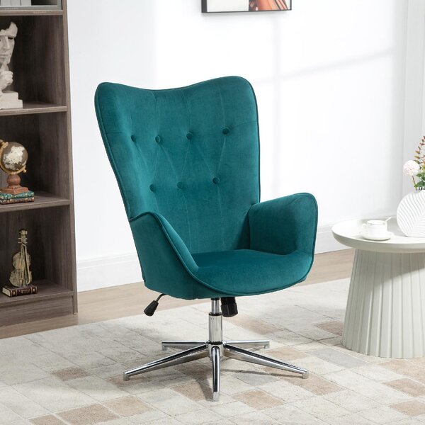 DecHome Poltrona Moderna in Velluto Dimensioni 66x73x111.5 cm colore Petrolio