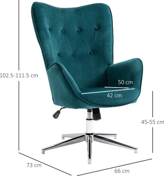 DecHome Poltrona Moderna in Velluto Dimensioni 66x73x111.5 cm colore Petrolio