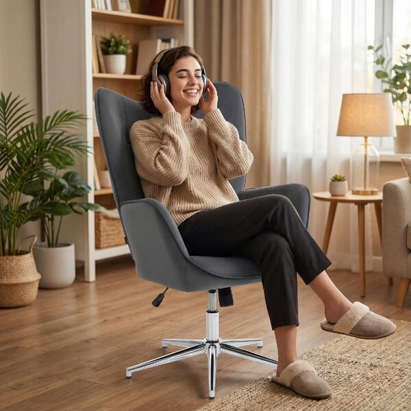 DecHome Poltrona Moderna in Velluto Dimensioni 66x73x111.5 cm colore Grigio Scuro