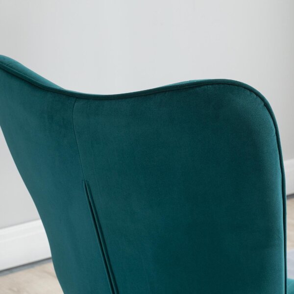 DecHome Poltrona Moderna in Velluto Dimensioni 66x73x111.5 cm colore Petrolio