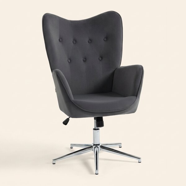 DecHome Poltrona Moderna in Velluto Dimensioni 66x73x111.5 cm colore Grigio Scuro