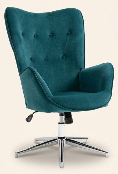 DecHome Poltrona Moderna in Velluto Dimensioni 66x73x111.5 cm colore Petrolio