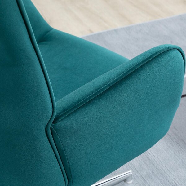 DecHome Poltrona Moderna in Velluto Dimensioni 66x73x111.5 cm colore Petrolio