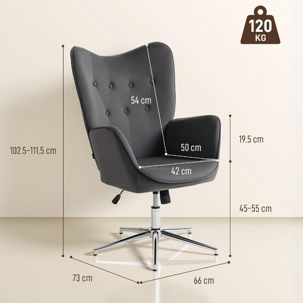 DecHome Poltrona Moderna in Velluto Dimensioni 66x73x111.5 cm colore Grigio Scuro