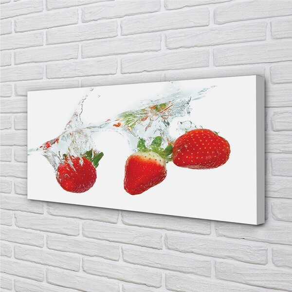 Quadro su tela Sfondo bianco d'acqua alla fragola 100x50 cm