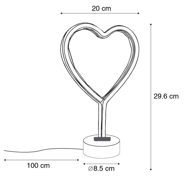 Lampada da tavolo Neon bianca con LED - Amore