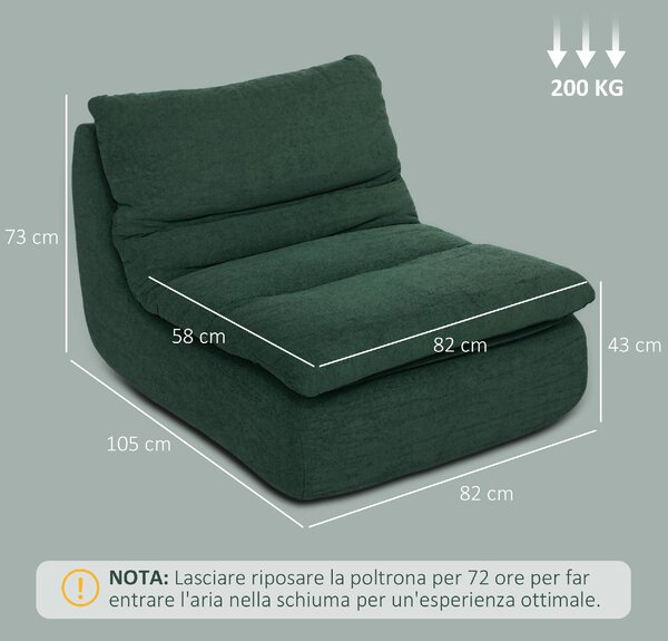 DecHome Poltrona Moderna in Velluto Dimensioni 82x103x75 colore Verde